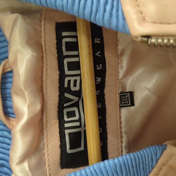 Giovanni Outerwear Mens Leather Baseball Jacket - Picture 3 of 7